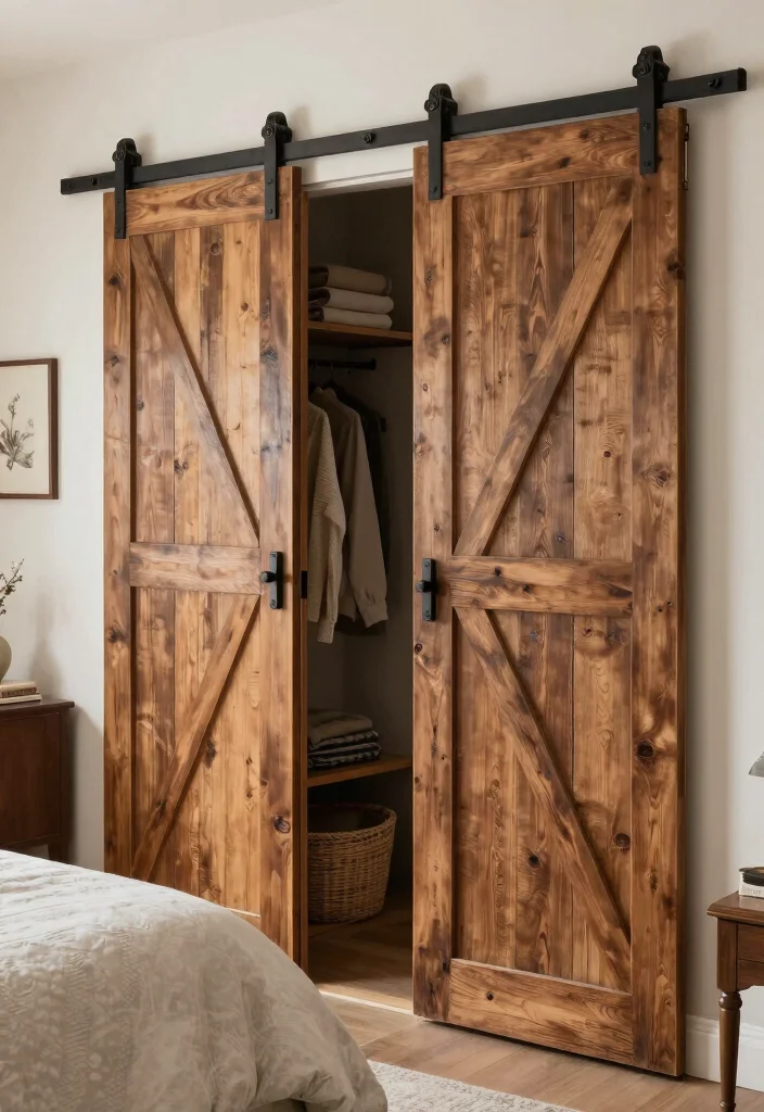 14 Bedroom Panelling Ideas to Add Texture and Depth 10. Rustic Barn Door Panels 0