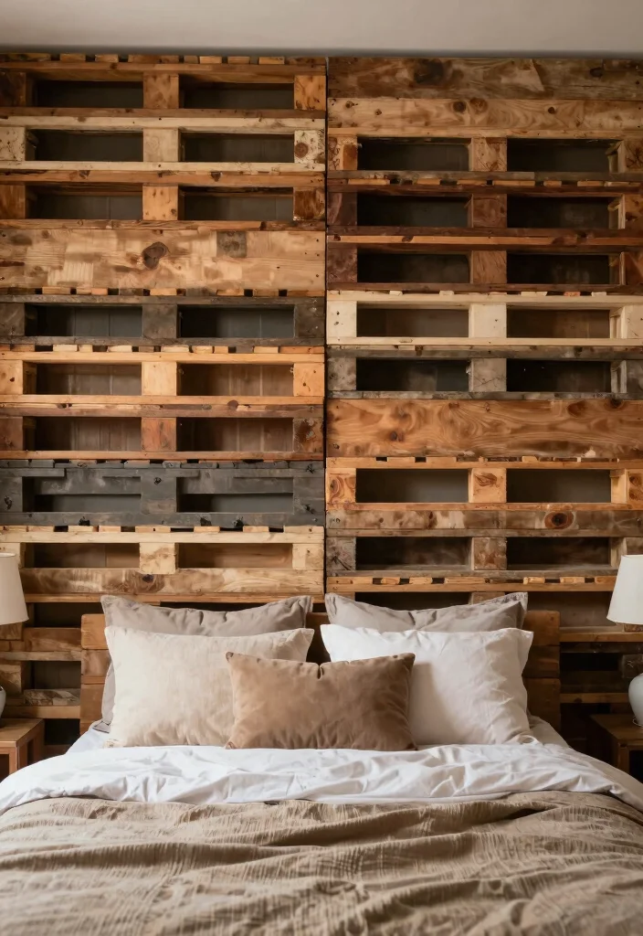 14 Bedroom Panelling Ideas to Add Texture and Depth 12. Vintage Wooden Pallets 0