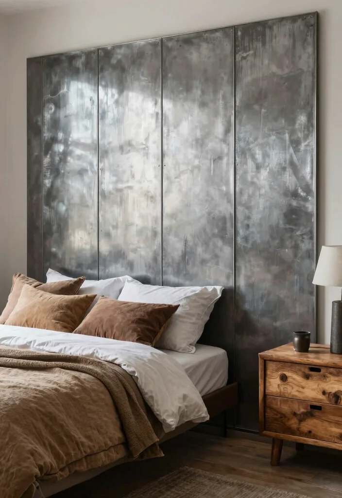 14 Bedroom Panelling Ideas to Add Texture and Depth 7. Industrial Metal Panels 0
