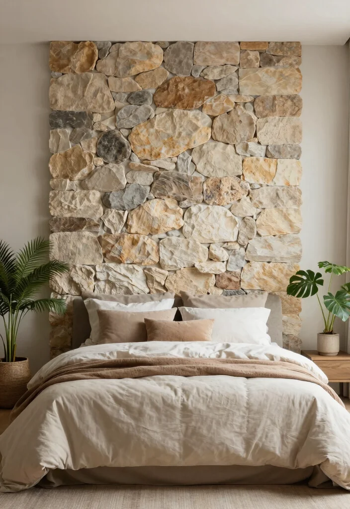 14 Bedroom Panelling Ideas to Add Texture and Depth 8. Natural Stone Accents 0