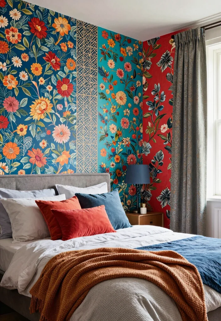 14 Bedroom Panelling Ideas to Add Texture and Depth 9. Layered Wallpaper Panels 0