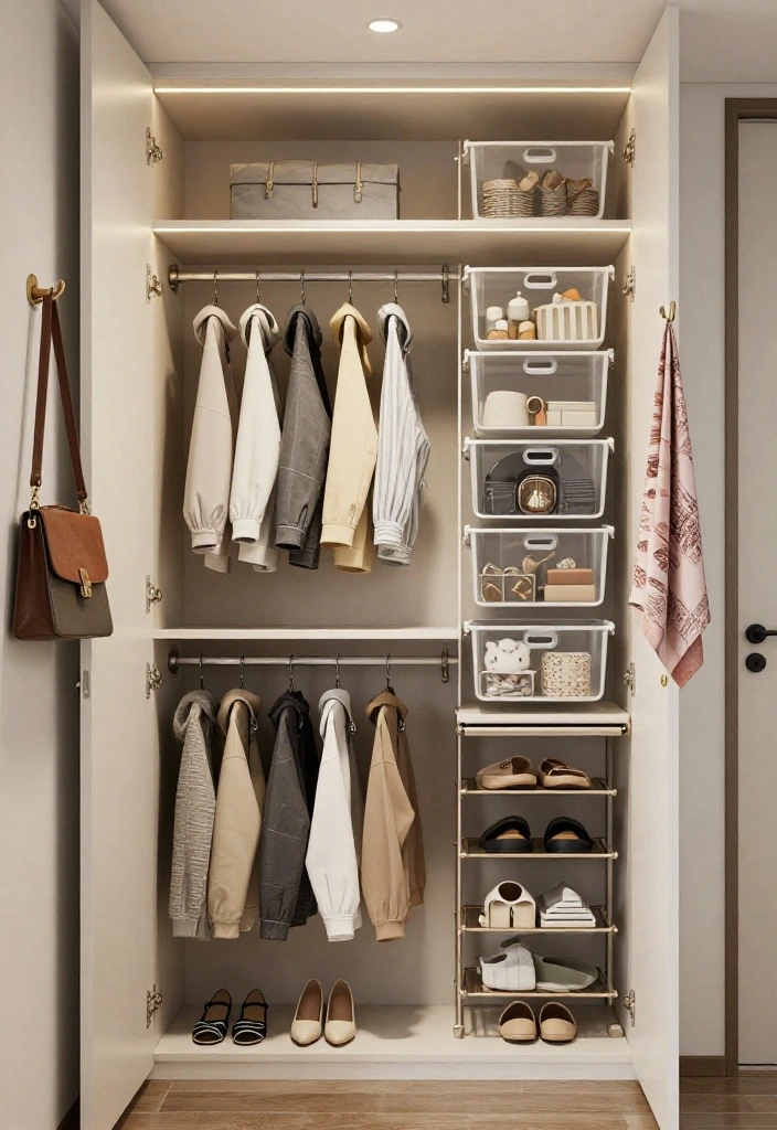 14 Bedroom Storage Ideas for Small Spaces and Apartments 4. Clever Closet Organizers 0