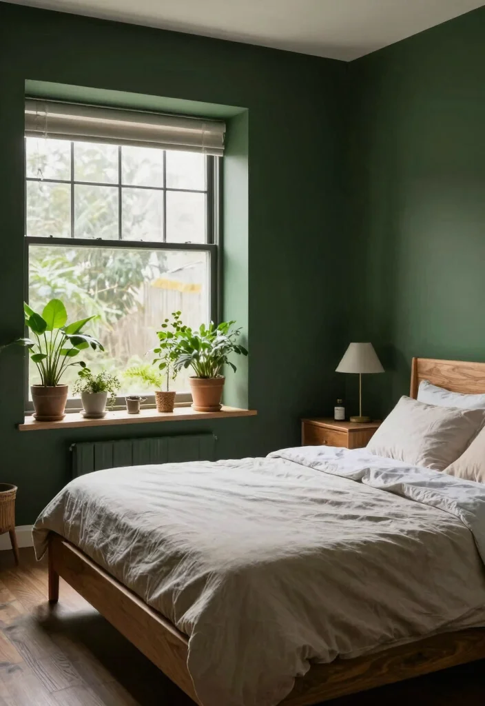 14 Bedroom Wall Color Ideas to Set the Right Mood 10. Deep Forest Green 0