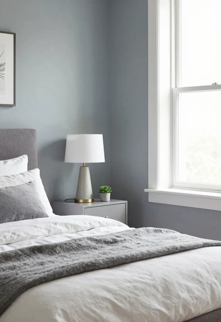 14 Bedroom Wall Color Ideas to Set the Right Mood 14. Soft Gray Blue 0