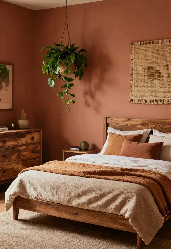 14 Bedroom Wall Color Ideas to Set the Right Mood 2. Earthy Terracotta 0