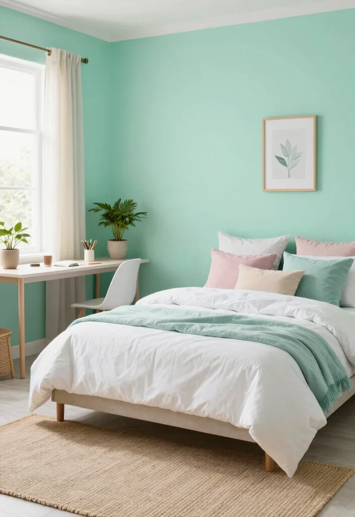 14 Bedroom Wall Color Ideas to Set the Right Mood 7. Fresh Mint 0
