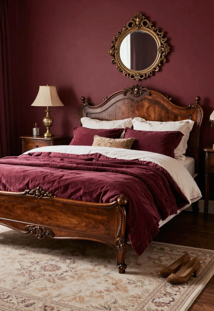 14 Bedroom Wall Color Ideas to Set the Right Mood 8. Rich Burgundy 0