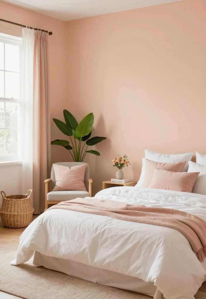 14 Bedroom Wall Color Ideas to Set the Right Mood 9. Gentle Peach 0