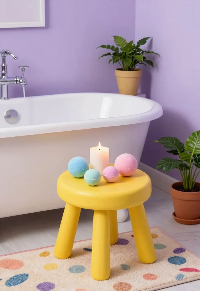 14 Bright Colorful Bathroom Ideas for Playful Modern Homes 10. Accent Furniture 0