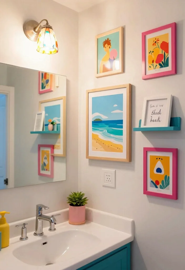 14 Bright Colorful Bathroom Ideas for Playful Modern Homes 11. Playful Bathroom Art 0