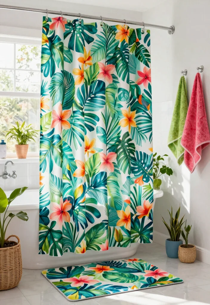 14 Bright Colorful Bathroom Ideas for Playful Modern Homes 4. Cheerful Shower Curtains 0