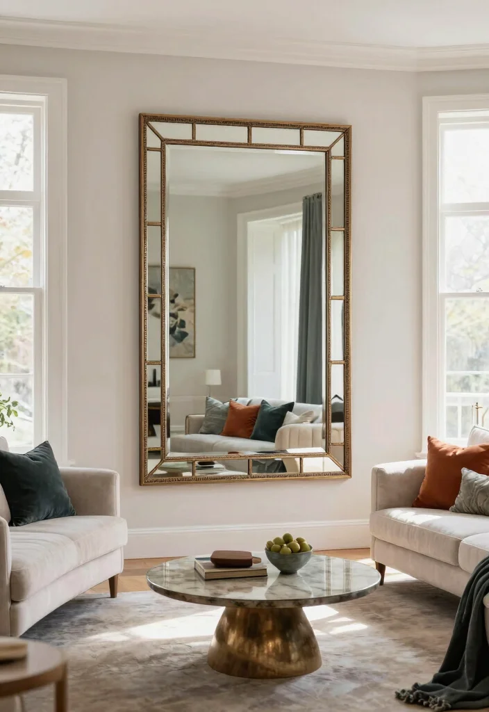 14 Budget Friendly Living Room Ideas That Look Stylish 11. Mirrors to Create Illusion of Space 0