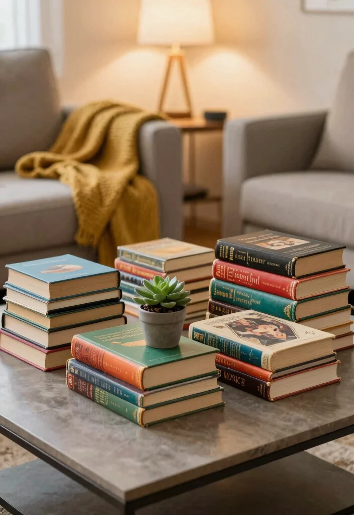 14 Budget Friendly Living Room Ideas That Look Stylish 6. Repurpose Old Books as Decor 0