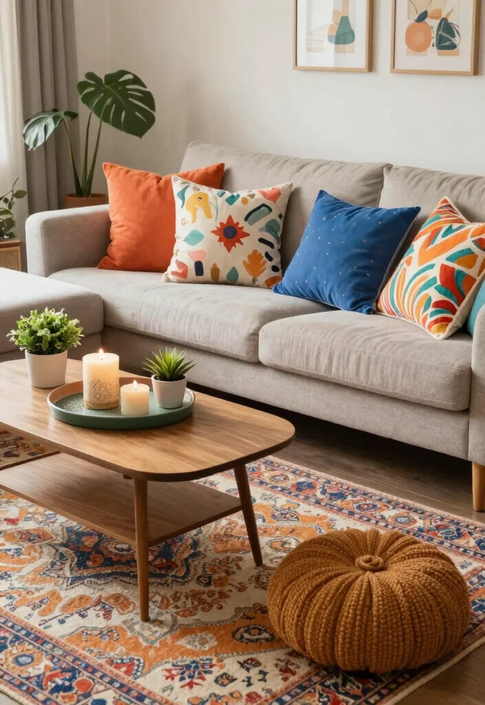 14 Cheap Living Room Ideas for a Quick Refresh 11. Colorful Accent Pieces 0