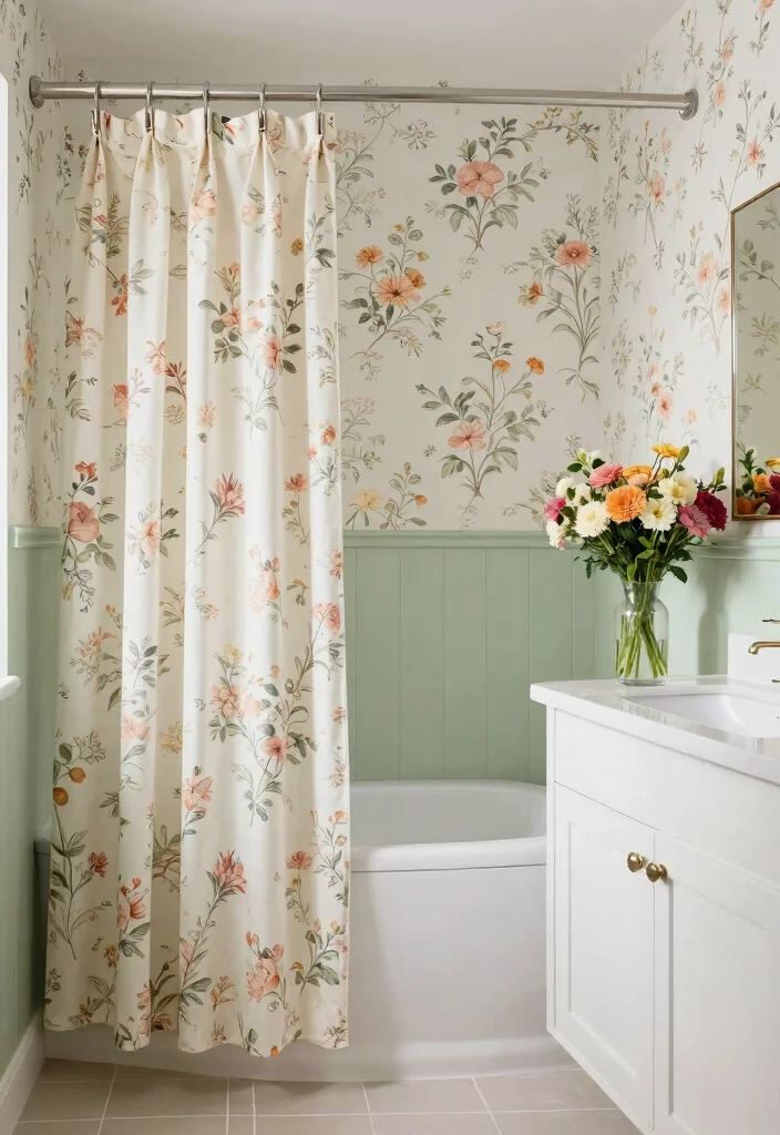 14 French Country Bathroom Ideas with Soft Rustic Elegance 11. Floral Accents 0