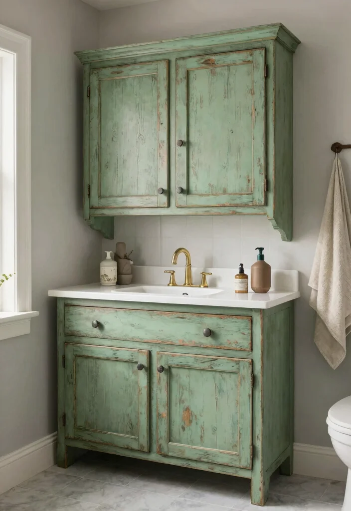 14 French Country Bathroom Ideas with Soft Rustic Elegance 12. Vintage Paint Techniques 0