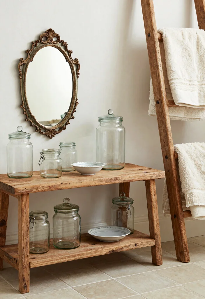 14 French Country Bathroom Ideas with Soft Rustic Elegance 4. Vintage Bathroom Accessories 0