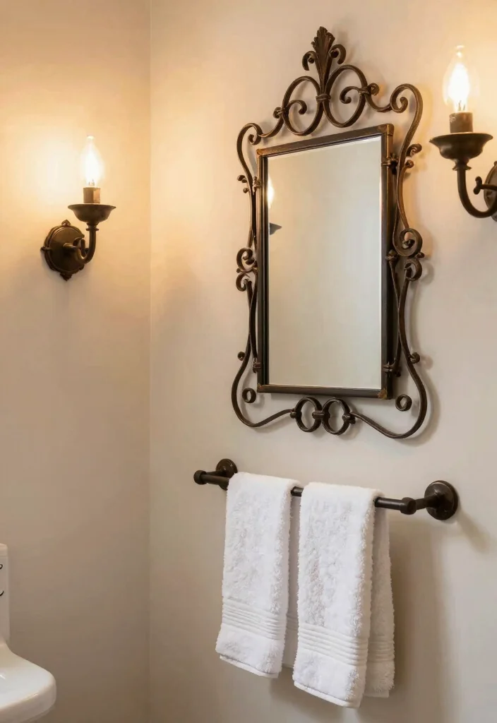 14 French Country Bathroom Ideas with Soft Rustic Elegance 6. Wrought Iron Fixtures 0