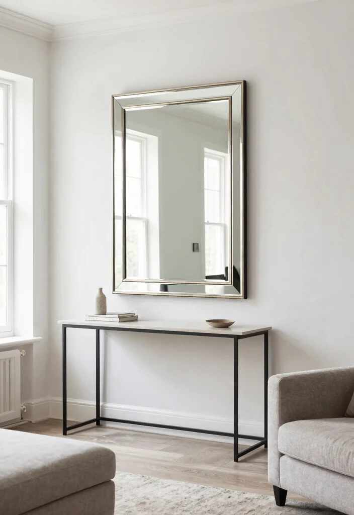 14 High Ceiling Living Room Ideas with Balanced Proportions 8. Use of Mirrors 0