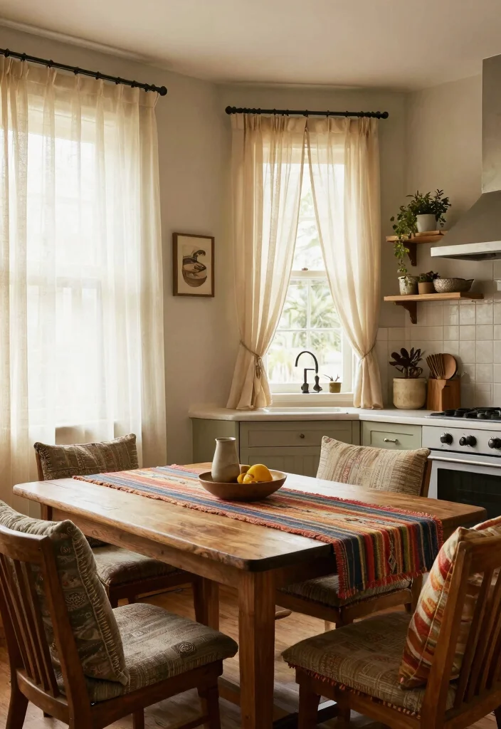 14 L Shaped Kitchen Ideas for Smart Layout and Easy Workflow 12. Layered Textiles and Fabrics 0