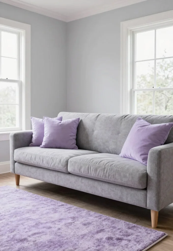 14 Living Room Color Combination Ideas That Always Work 14. Lavender and Gray 0