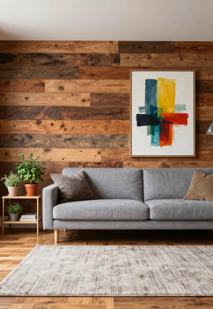 14 Living Room Feature Wall Ideas to Create a Focal Point 1. Reclaimed Wood Panels 0