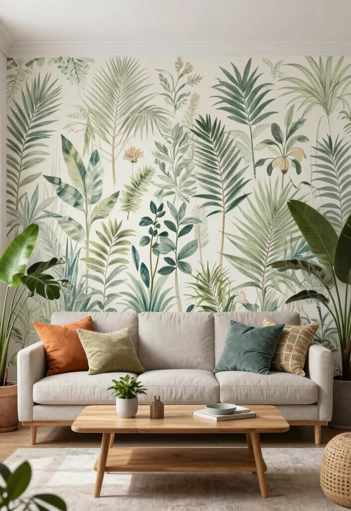 14 Living Room Feature Wall Ideas to Create a Focal Point 14. Sustainable Wallpaper 0