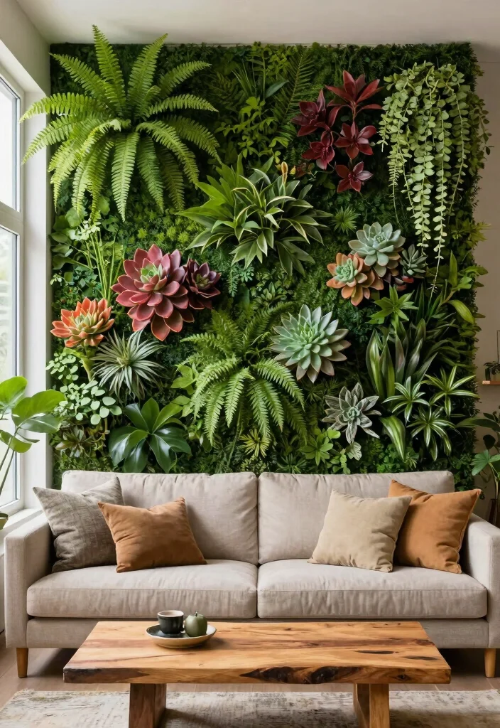 14 Living Room Feature Wall Ideas to Create a Focal Point 2. Living Green Wall 0
