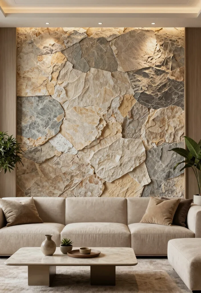 14 Living Room Feature Wall Ideas to Create a Focal Point 6. Natural Stone Accent Wall 0
