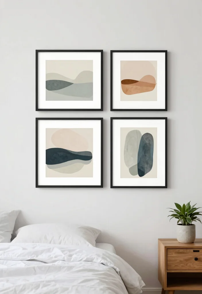 14 Minimalist Bedroom Decor Ideas for a Calm Clean Look 4. Personalized Art Displays 0