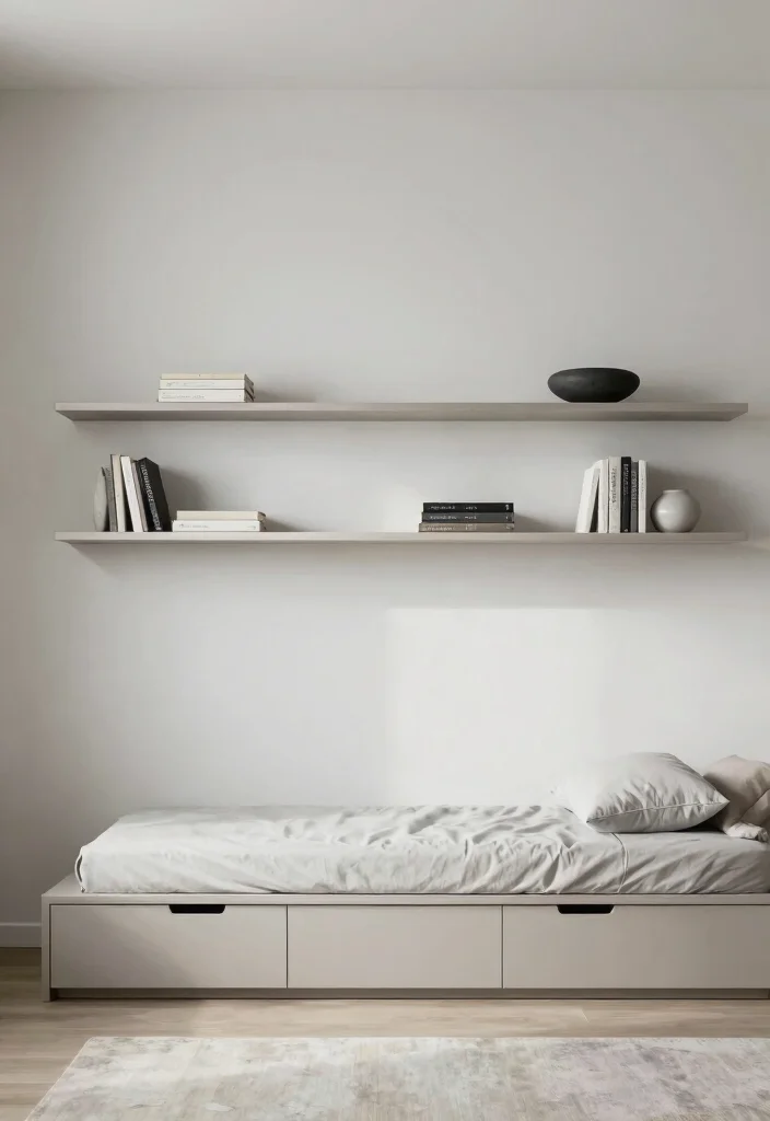 14 Minimalist Bedroom Decor Ideas for a Calm Clean Look 7. Sleek Storage Solutions 0