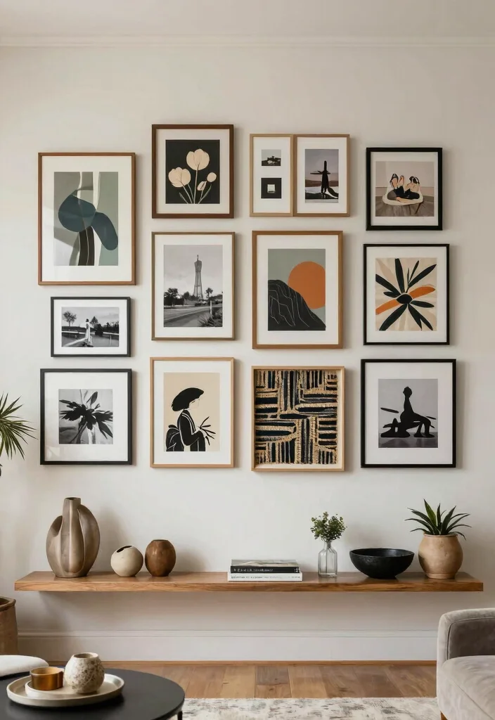 14 Modern Living Room Decor Ideas for a Fresh Look 12. Wall Art Displays 0