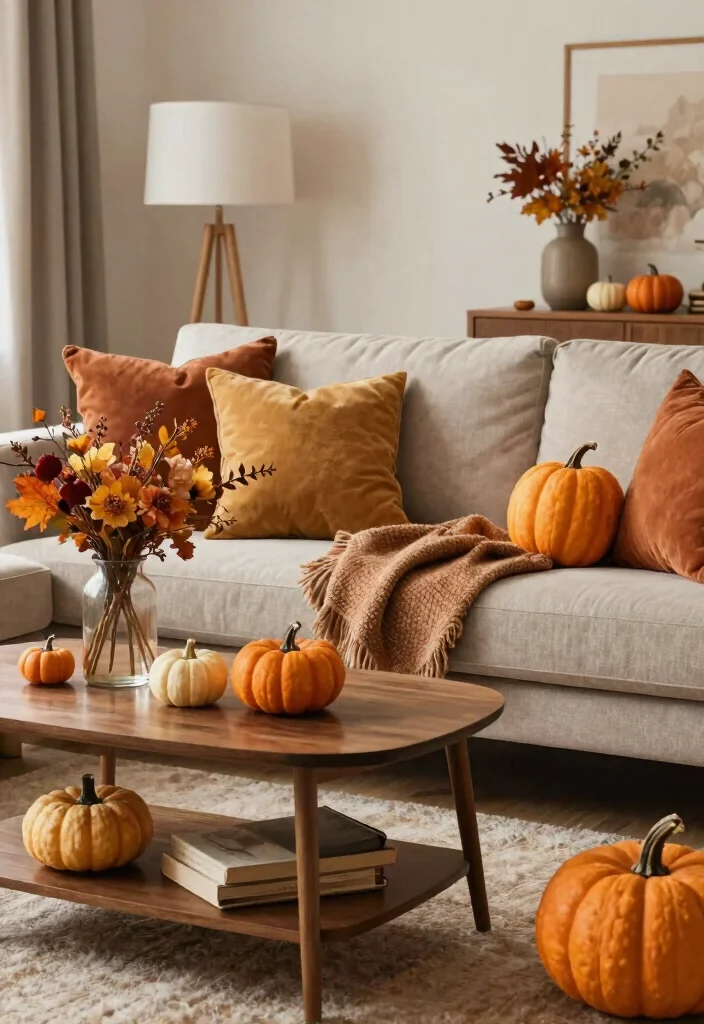 14 Modern Living Room Decor Ideas for a Fresh Look 14. Seasonal Decor Swaps 0