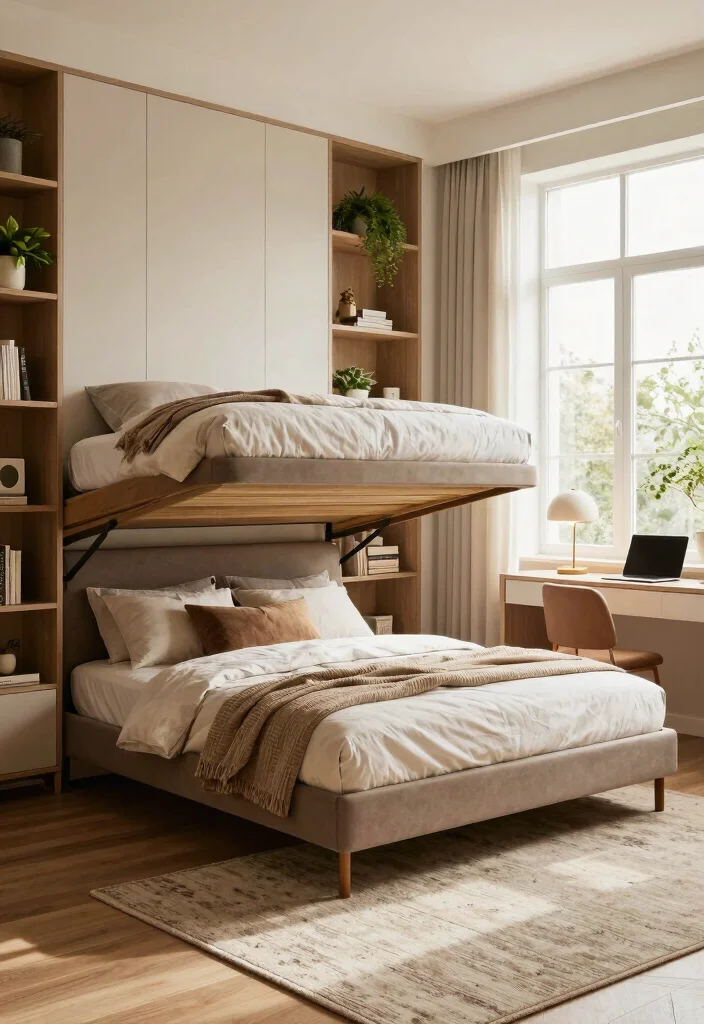 14 Multi Purpose Spare Bedroom Ideas for Flexible Living 1. The Cozy Murphy Bed 0