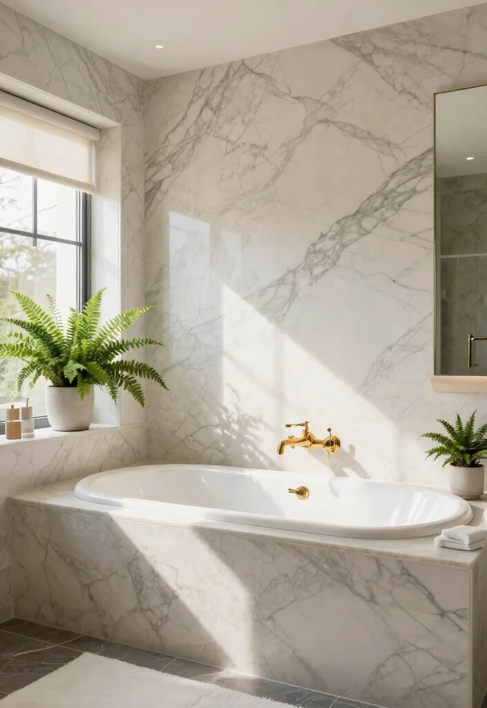 14 Natural Stone Bathroom Ideas for a Luxe Organic Look 1. Stunning Marble Walls 0