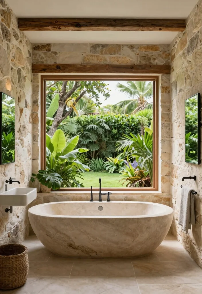 14 Natural Stone Bathroom Ideas for a Luxe Organic Look 13. Outdoor Inspired Stone Bathrooms 0