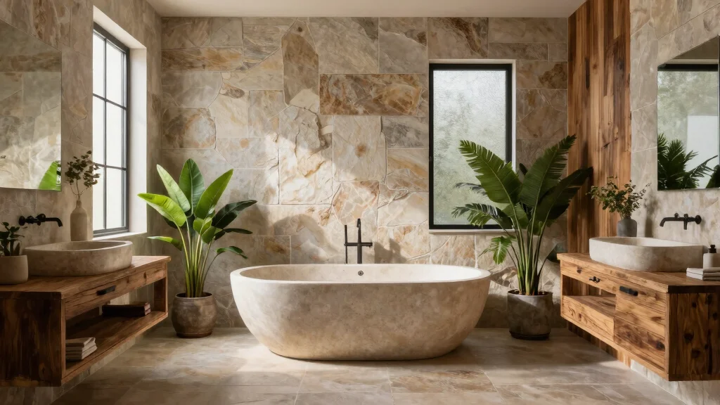 14 Natural Stone Bathroom Ideas for a Luxe Organic Look