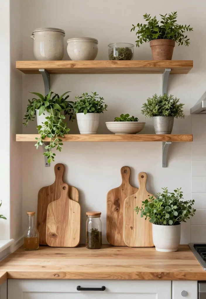 14 Open Kitchen Cabinet Ideas for an Airy Display Look 12. Incorporate Natural Elements 0