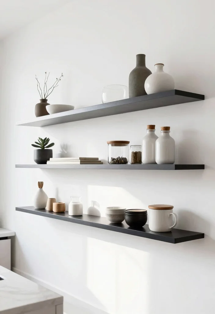 14 Open Kitchen Cabinet Ideas for an Airy Display Look 9. Floating Shelves for an Elevated Aesthetic 0