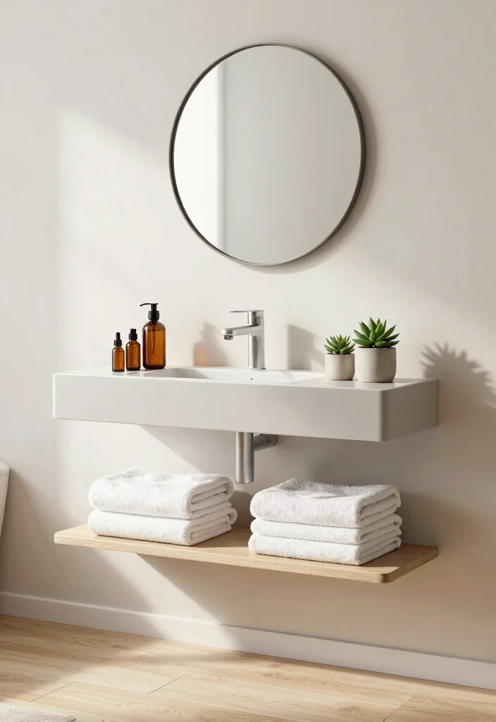 14 Scandi Bathroom Ideas with Clean Nordic Calm Vibes 1. Floating Storage Shelves 0