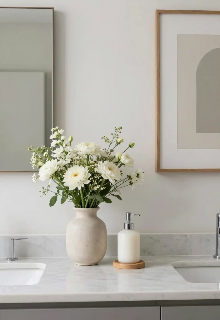 14 Scandi Bathroom Ideas with Clean Nordic Calm Vibes 12. Artful Accessories 0