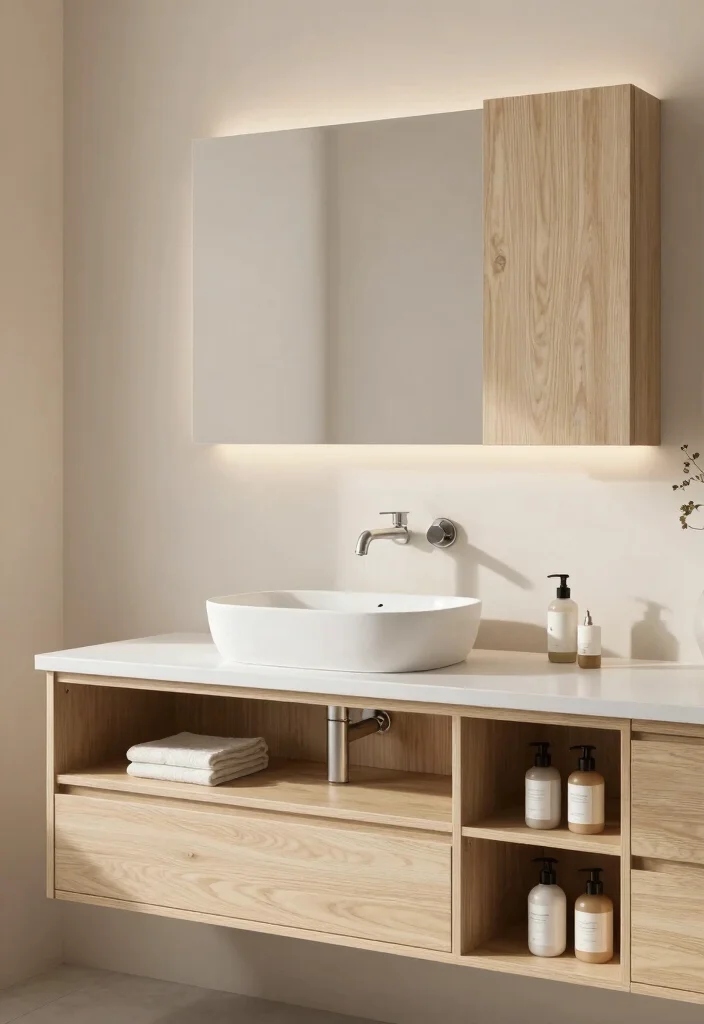 14 Scandi Bathroom Ideas with Clean Nordic Calm Vibes 14. Minimalist Vanity Designs 0
