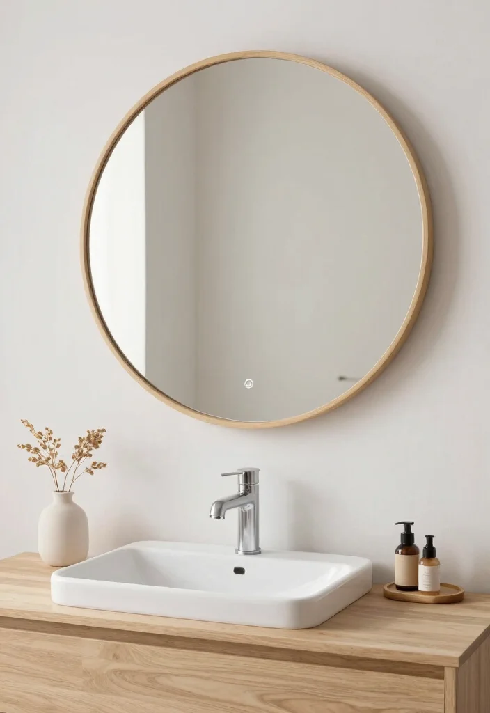 14 Scandi Bathroom Ideas with Clean Nordic Calm Vibes 9. Simple and Elegant Mirrors 0