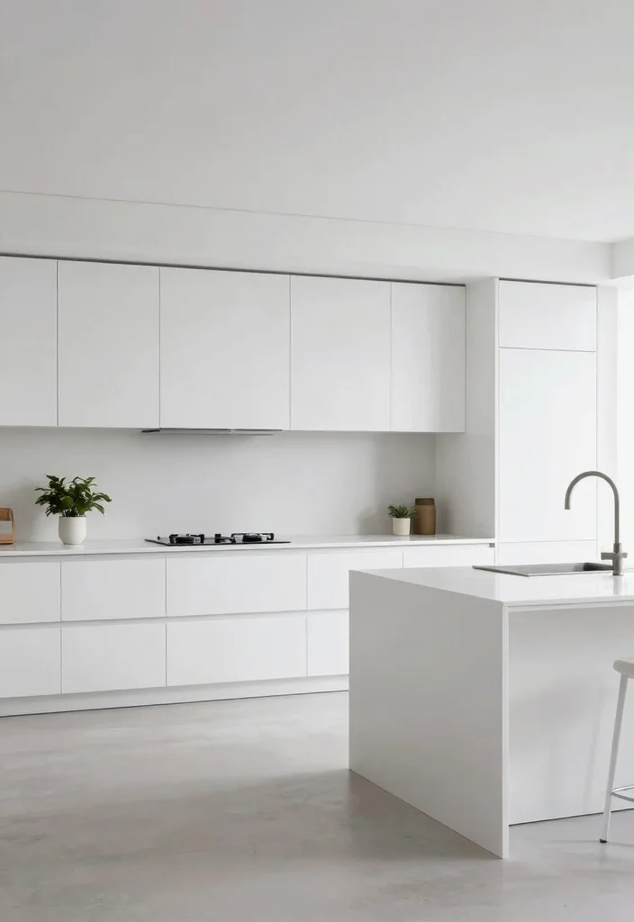 14 White Cabinet Kitchen Ideas with Clean Timeless Style 5. Modern Minimalist 0