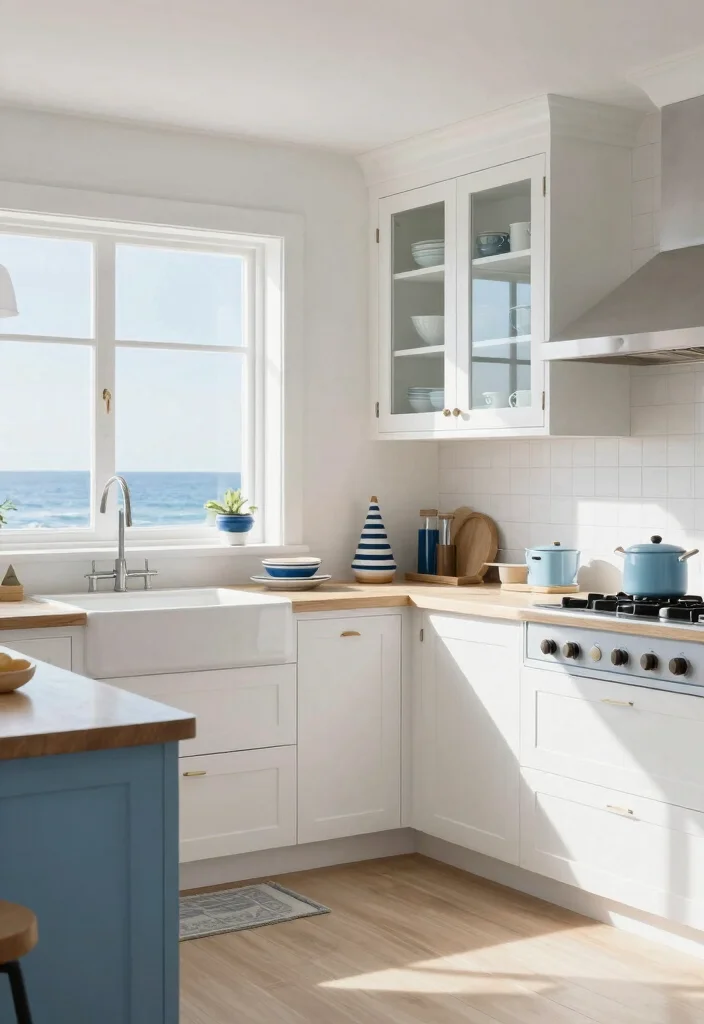14 White Cabinet Kitchen Ideas with Clean Timeless Style 6. Coastal Charm 0