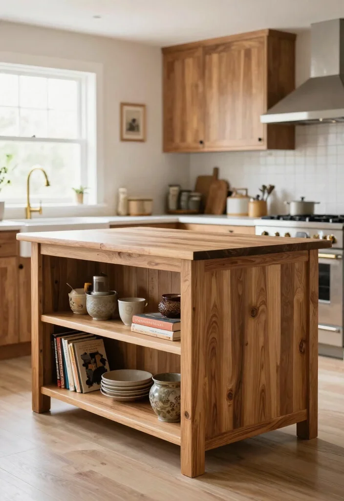 16 Kitchen Layout Ideas with Island Floor Plans Farmhouse Style 12. Shaker Style Island with Open Storage 0