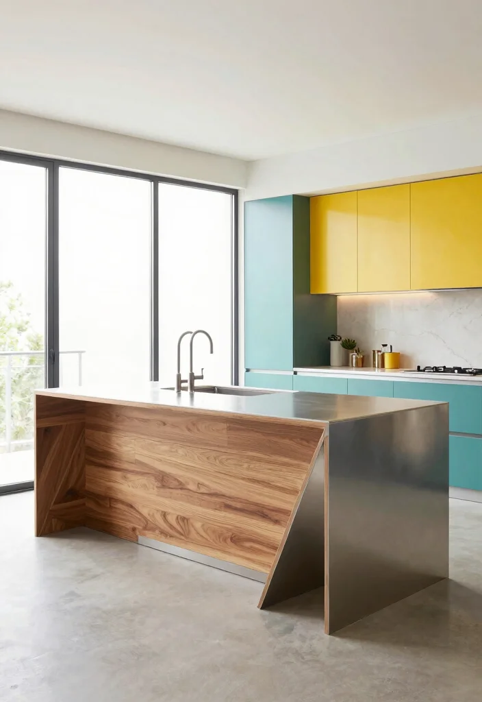 16 Kitchen Layout Ideas with Island Floor Plans Farmhouse Style 13. Contemporary Island with Geometric Design 0