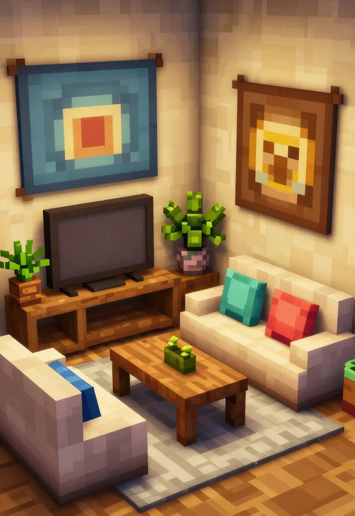 9 Minecraft Living Room Ideas for Creative Builds 1. Cozy Pixel Corner 0