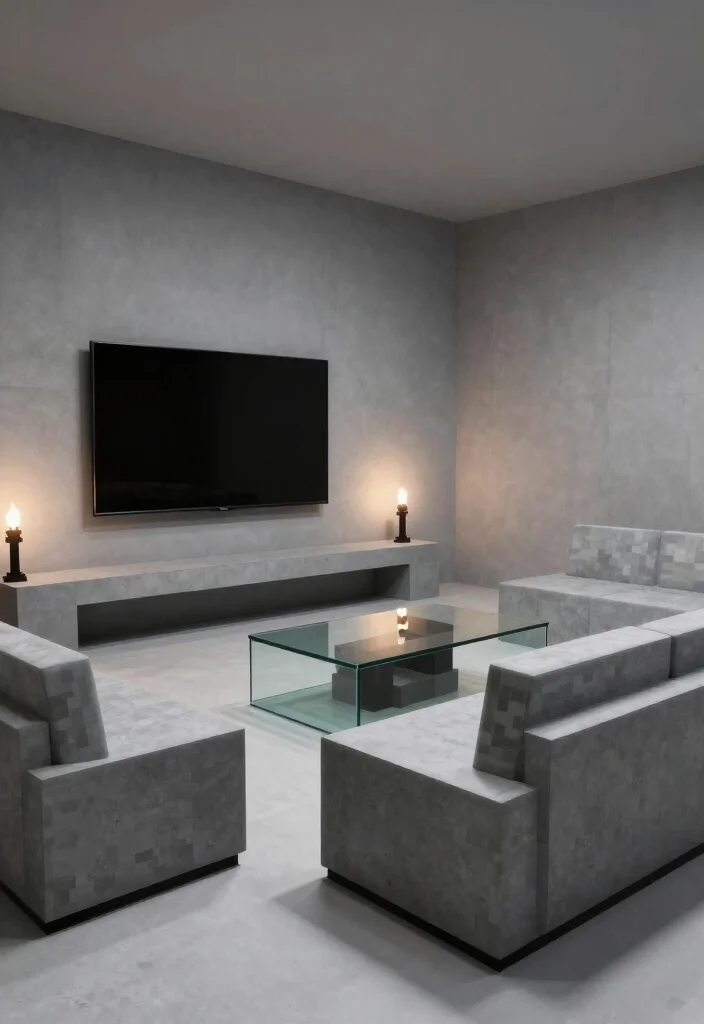 9 Minecraft Living Room Ideas for Creative Builds 2. Minimalist Gaming Lounge 0