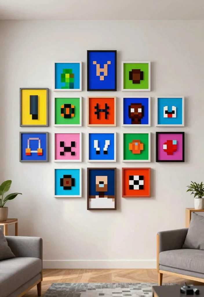 9 Minecraft Living Room Ideas for Creative Builds 9. Personalized Pixel Art Display 0